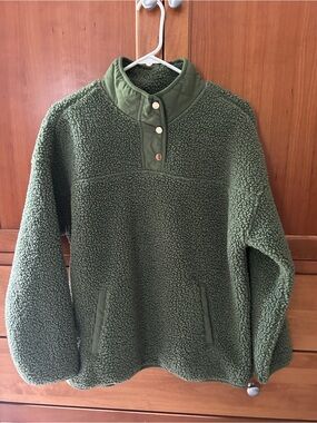 Time and Tru Olive Green Sherpa Pullover Jacket